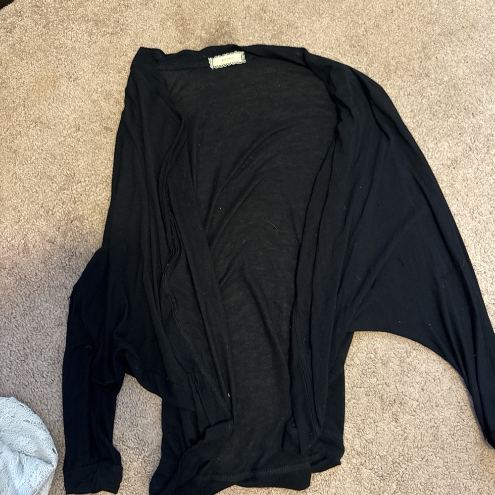 Black Open Front Lightweight Cardigan